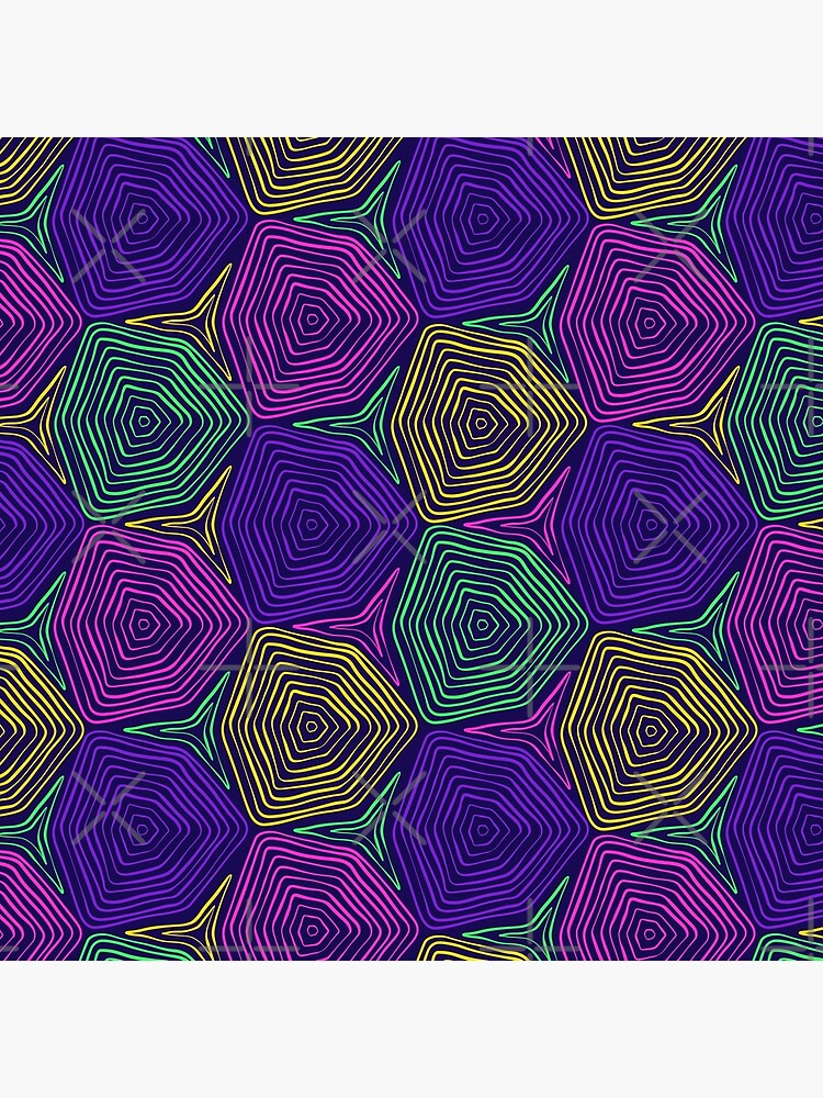 Thumbnail 4 von 4, Kissen, Schildkröten Bienenwaben Muster Neon Dunkel designt und verkauft von sionia-art.