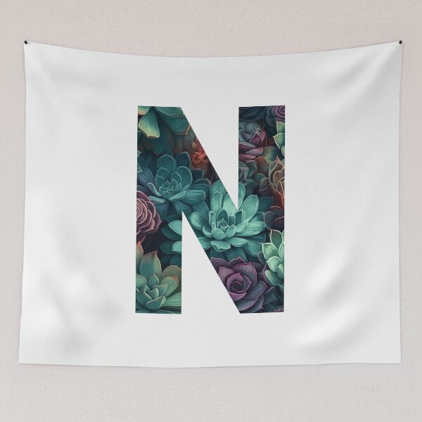 Item preview, Elegant Succulent Pattern Letter N designed and sold by AdiRemba.