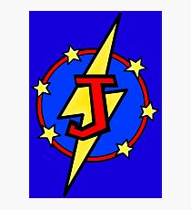 Cute Little SuperHero Geek - Super Letter J Photographic Print