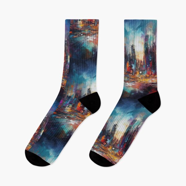 Item preview, Electric City Nightscape: Abstract Art Urban Night Scene Modern Energetic Expressive  designed and sold by DigiNook.