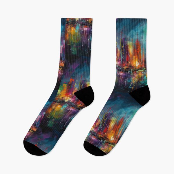 Item preview, Electric City Nightscape: Abstract Art Urban Night Scene Modern Energetic Expressive  designed and sold by DigiNook.