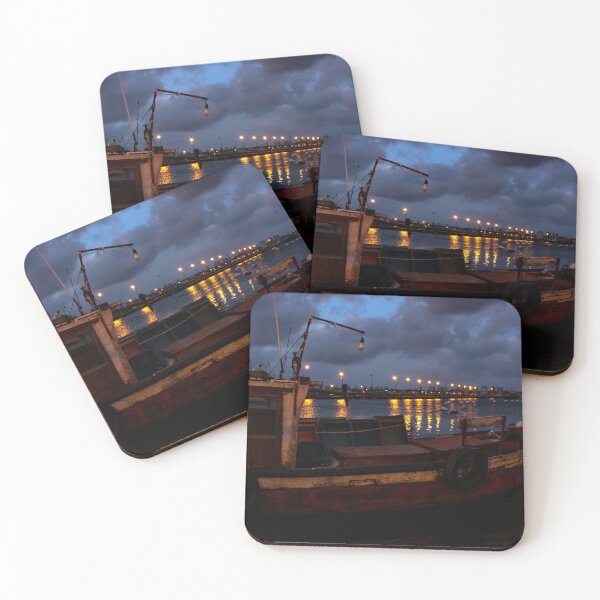 Item preview, Creepy fishing ship on the docks, night photography designed and sold by nachodramis.