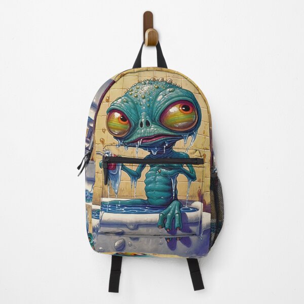 Item preview, Cartoon alien taking a shower, tasting soap designed and sold by Rebelka.