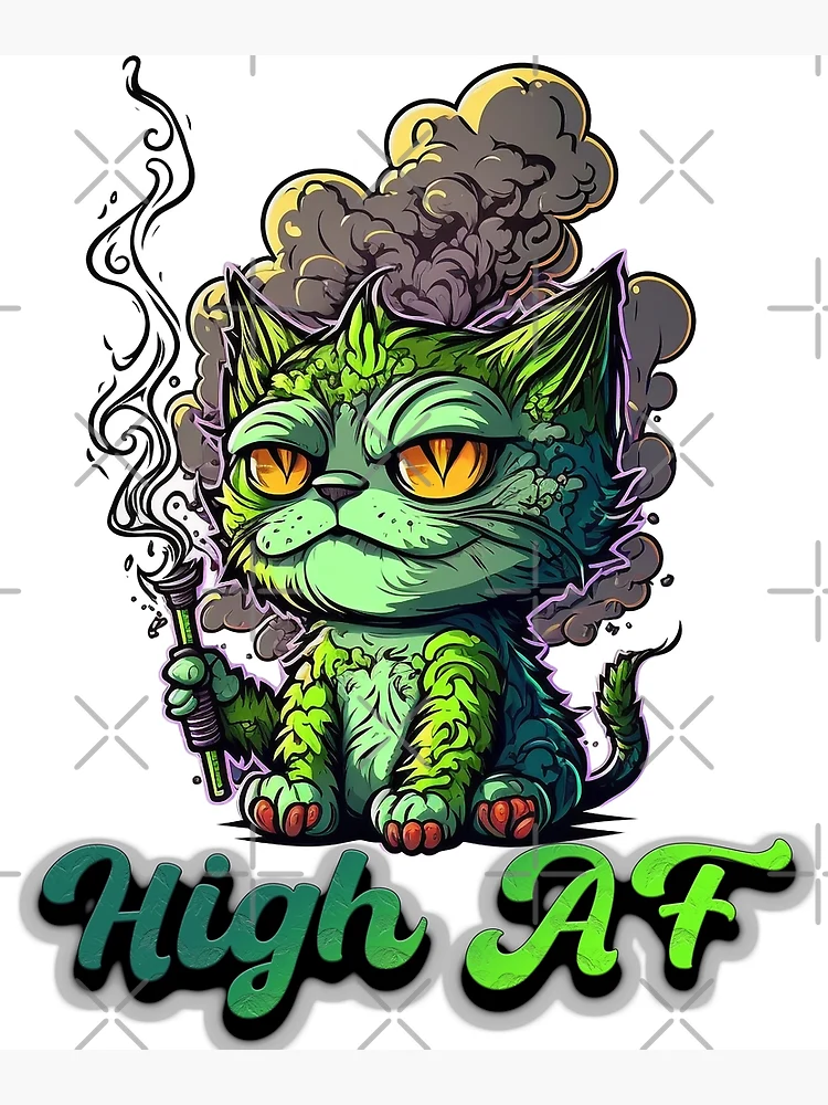 cat stoner high af | Art Print