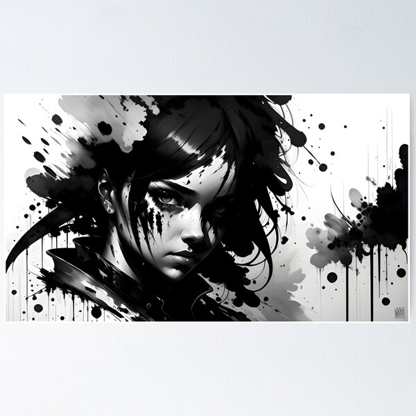 Item preview, Girl Black and White Ink designed and sold by WhatTheTrendsDo.