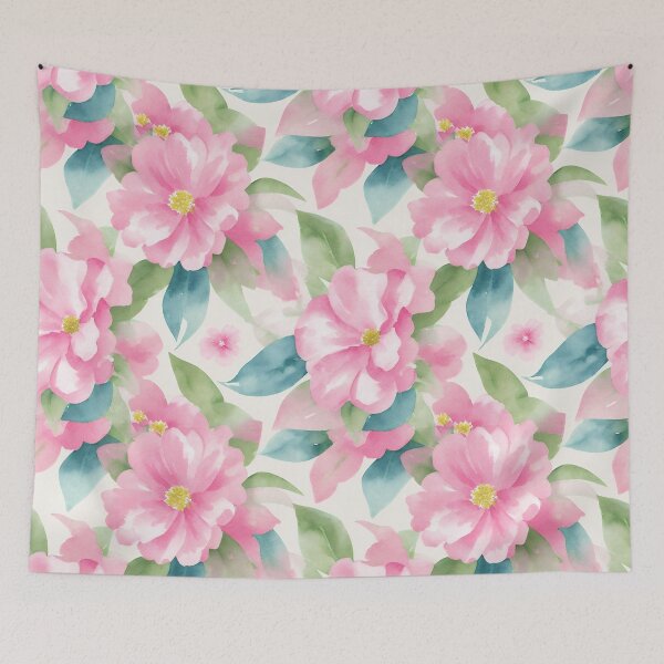 Item preview, pink peonies on a light background pattern designed and sold by jkrphoto.