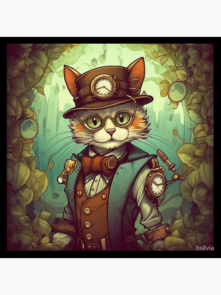 Thumbnail 4 of 4, Pillow, Steampunk cat designed and sold by bsilvia.