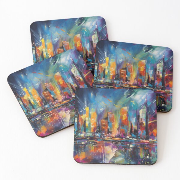 Item preview, Electric City Nightscape: Abstract Art Urban Night Scene Modern Energetic Expressive  designed and sold by DigiNook.