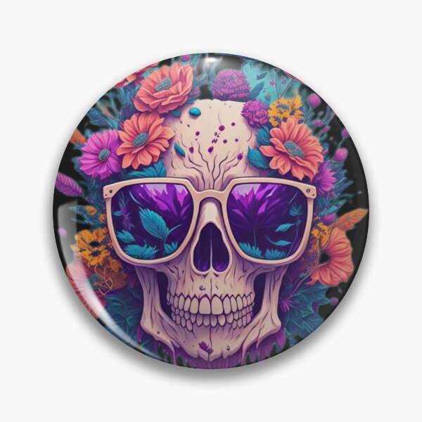 Item preview,  Skull wearing trendy sunglasses, flowers splash designed and sold by PC-artist.