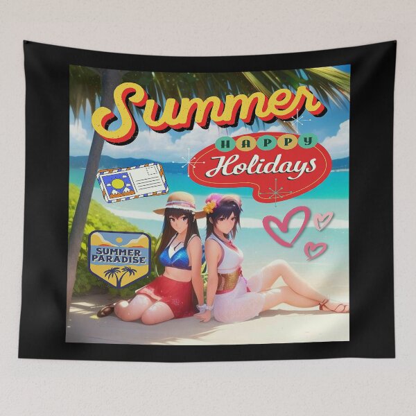 Item preview, Summer Happy Holiday Paradise 2 Anime Girls On The Beach! designed and sold by Giulivo Store Graphic.