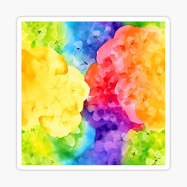 Colorful Hydrangeas Rainbow Sticker