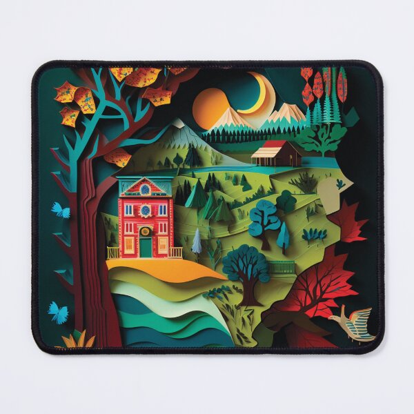 Item preview, beautiful house hidden among the forest, paper cut style designed and sold by artpapercuts.