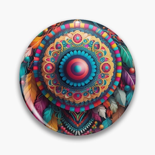 Item preview, Black background, colored indian mandala with leaves designed and sold by VeronicArt85.