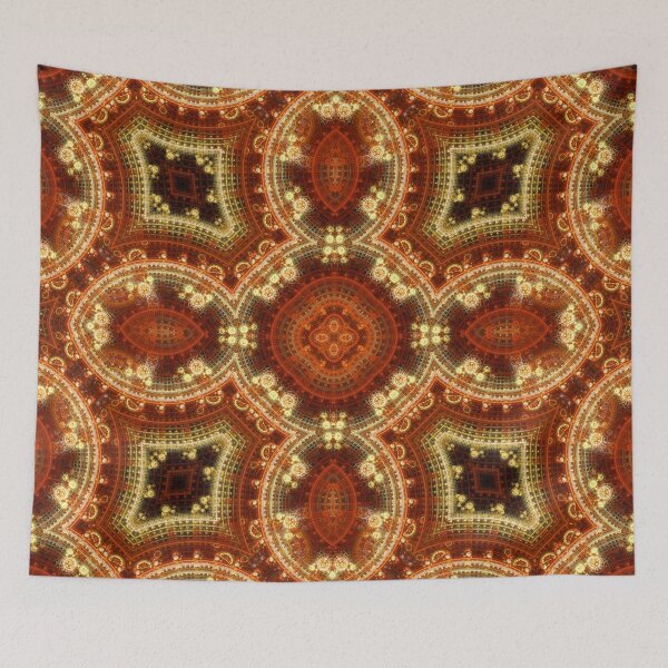 Item preview, red and cream old-fashioned embroidered piece designed and sold by effervescence.