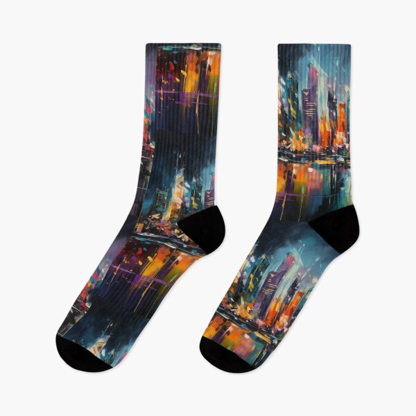 Item preview, Electric City Nightscape: Abstract Art Urban Night Scene Modern Energetic Expressive  designed and sold by DigiNook.