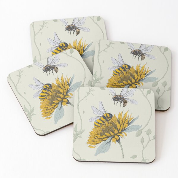 Item preview, bee on a sunflower Vintage Bee Patterns for Nature Lovers designed and sold by Bb-gl.