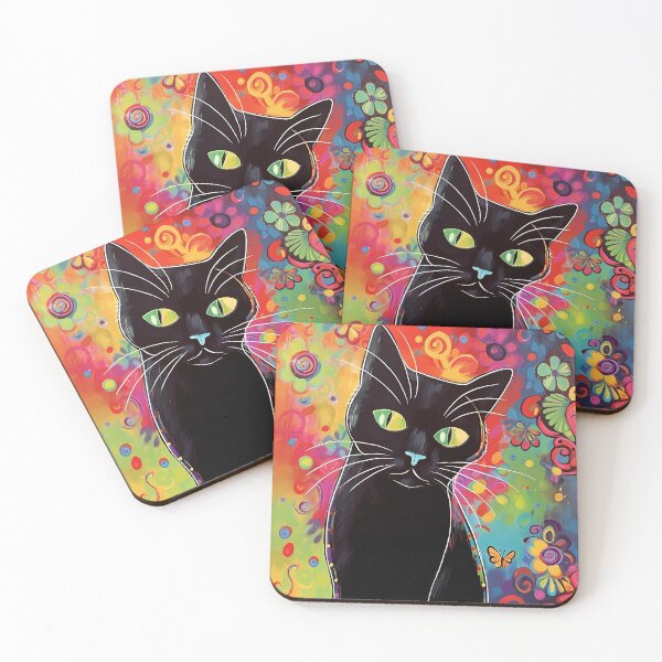 Item preview, Cat With A Colourful Backdrop designed and sold by MTJ-Mushrooms.