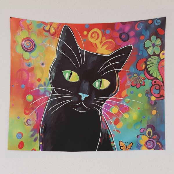Item preview, Cat With A Colourful Backdrop designed and sold by MTJ-Mushrooms.