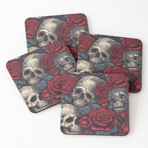 Item preview, Skulls and Red Roses designed and sold by Michele Bergh.