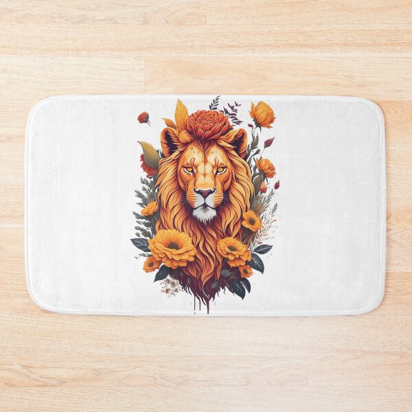 Item preview, Lion Head with flowers splash designed and sold by Inked-Attire.