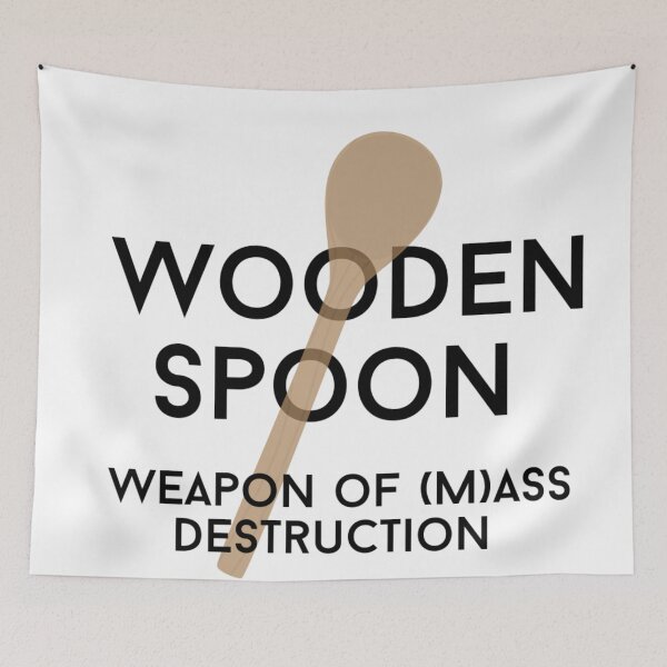 Aperçu de l'œuvre wooden spoon weapon text graphic v2 white background créée et vendue par fishpressink.