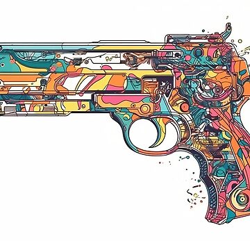The Colorful World Within a Graffiti-Adorned Pistol | Poster