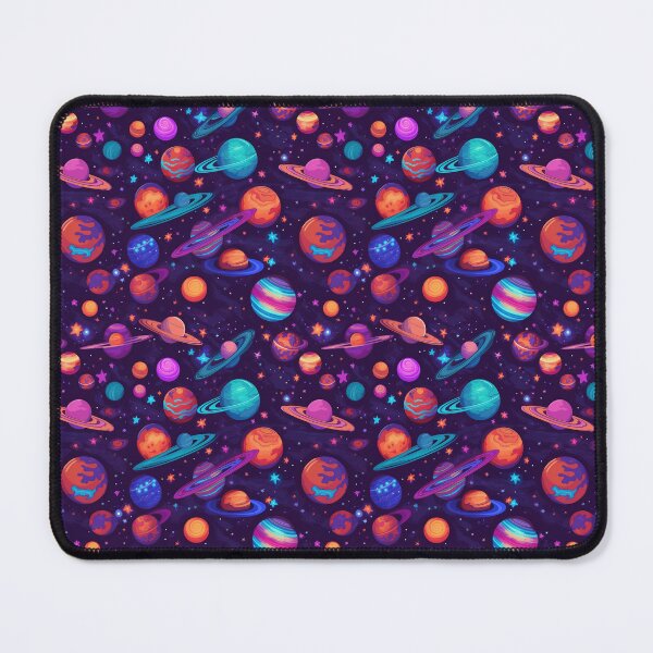 Item preview, Neon Bright Galaxy Planets Universe Pattern designed and sold by neverworldian.