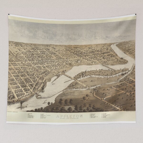 Item preview, Vintage Appleton WI Map (1867) Vintage Wisconsin City Atlas designed and sold by BravuraMedia.