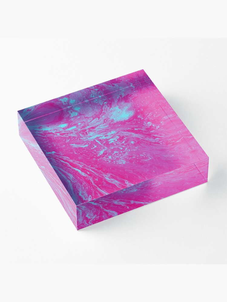 Alternate view of Flood of Pink & Turquoise - An Abstract Piece Acrylic Block