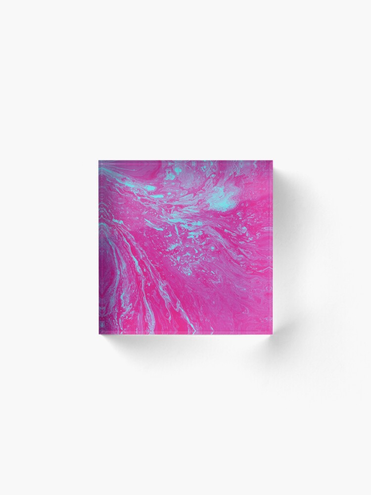 Alternate view of Flood of Pink & Turquoise - An Abstract Piece Acrylic Block