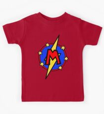 Cute Little SuperHero Geek - Super Letter M Kids T-Shirt