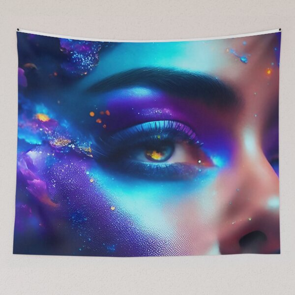 Item preview, Woman face  with gold and violet colors designed and sold by Inked-Attire.