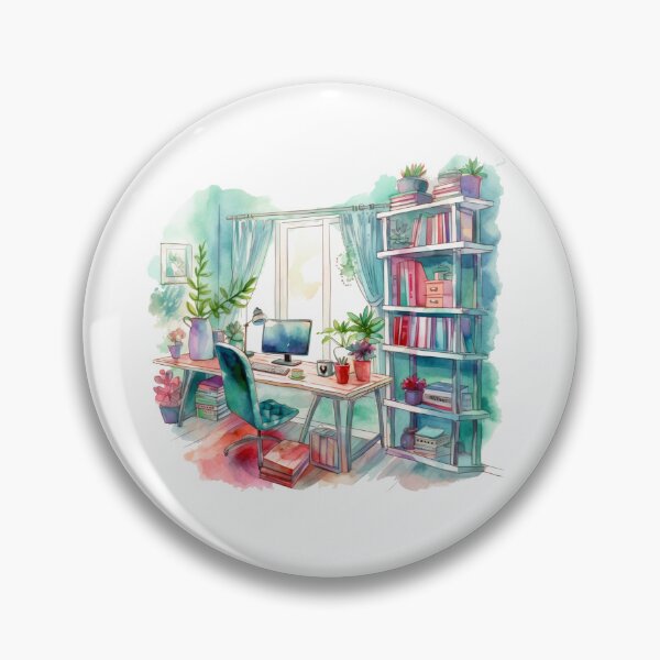 Item preview, Watercolor Cozy Home Office designed and sold by DreamiDreams.