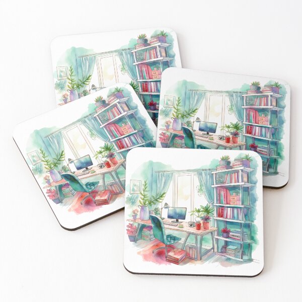 Item preview, Watercolor Cozy Home Office designed and sold by DreamiDreams.