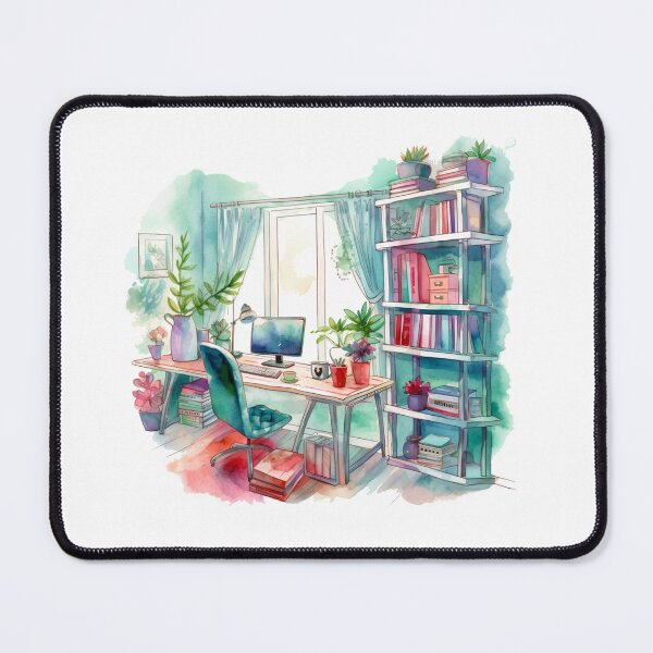 Item preview, Watercolor Cozy Home Office designed and sold by DreamiDreams.