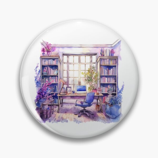 Item preview, Watercolor Cozy Home Office designed and sold by DreamiDreams.