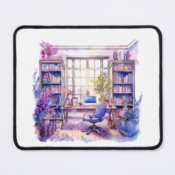 Item preview, Watercolor Cozy Home Office designed and sold by DreamiDreams.