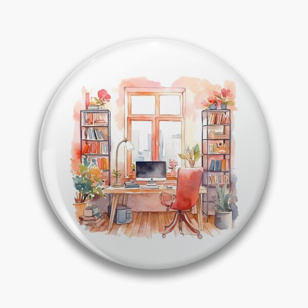 Item preview, Watercolor Cozy Home Office designed and sold by DreamiDreams.