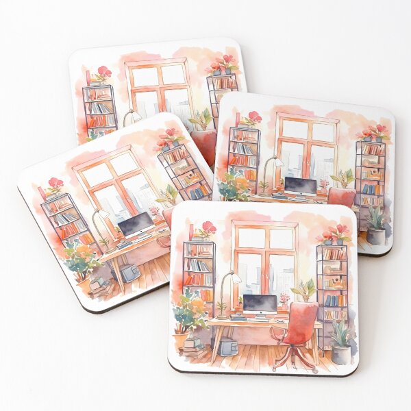 Item preview, Watercolor Cozy Home Office designed and sold by DreamiDreams.
