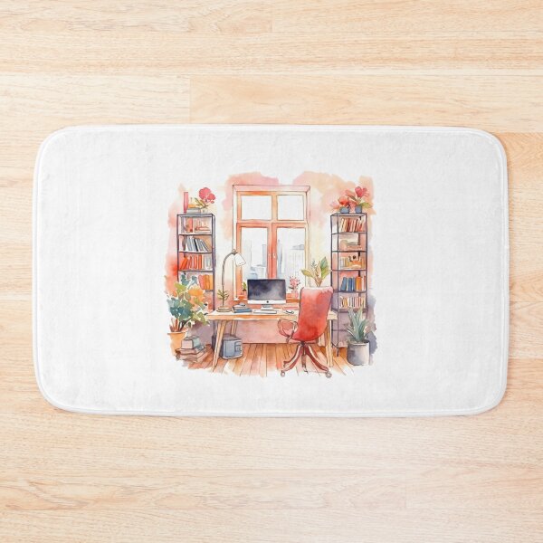 Item preview, Watercolor Cozy Home Office designed and sold by DreamiDreams.