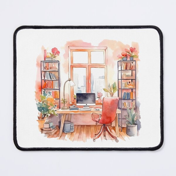Item preview, Watercolor Cozy Home Office designed and sold by DreamiDreams.