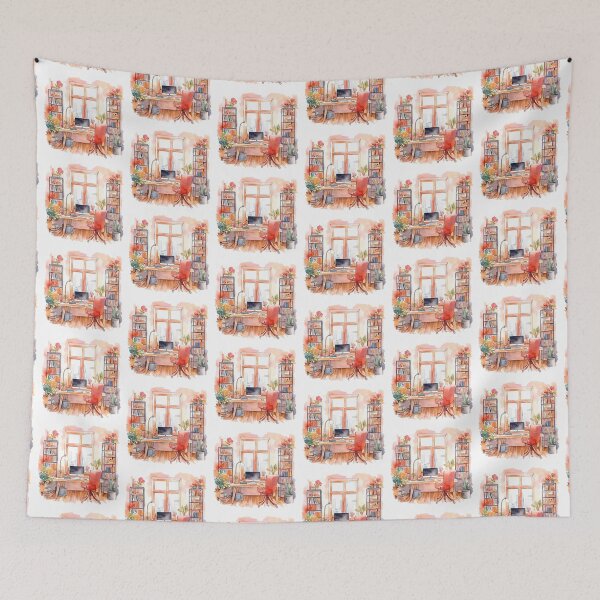 Item preview, Watercolor Cozy Home Office designed and sold by DreamiDreams.