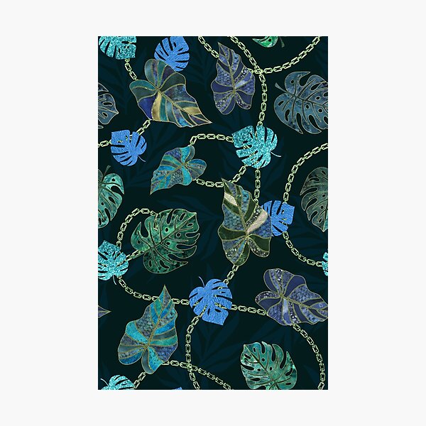 Fancy Jungle Exotic Luxury Palm Leaf And Jewelry Design Photographic Print