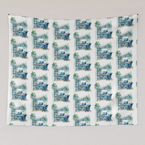Item preview, Watercolor Cozy Home Office designed and sold by DreamiDreams.