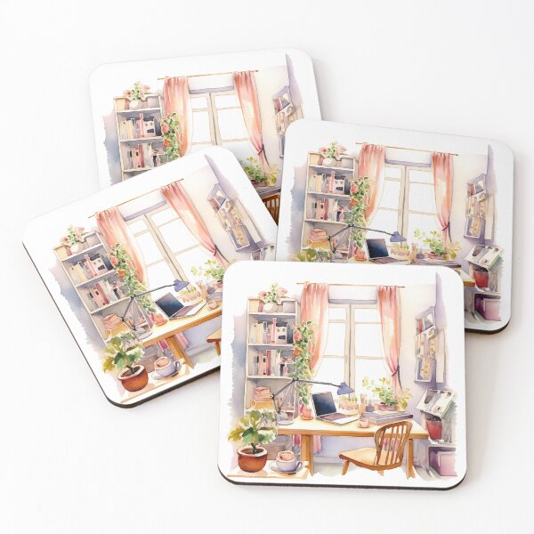 Item preview, Watercolor Cozy Home Office designed and sold by DreamiDreams.