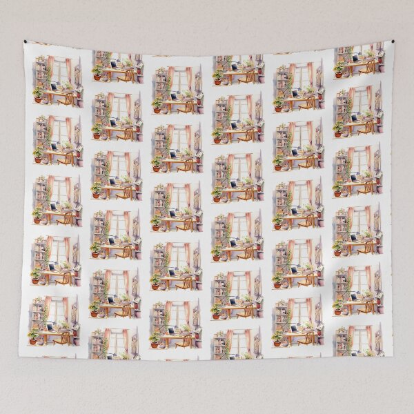 Item preview, Watercolor Cozy Home Office designed and sold by DreamiDreams.