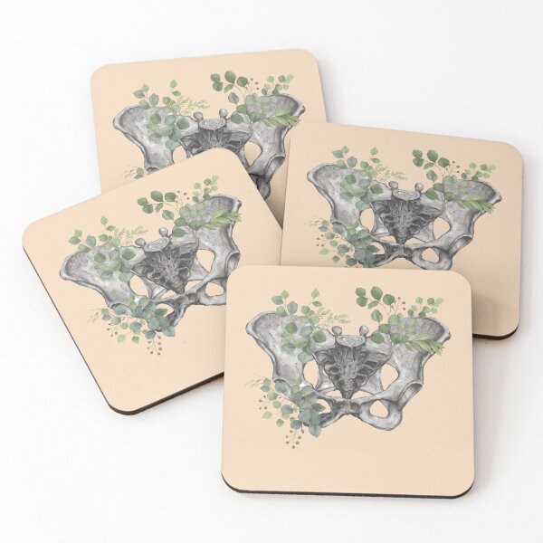 Item preview, Female pelvis, feminism, anatomy, anatomical art, female bones of the pelvis, Eucaliptus leaves anatomy  designed and sold by Collagedream.