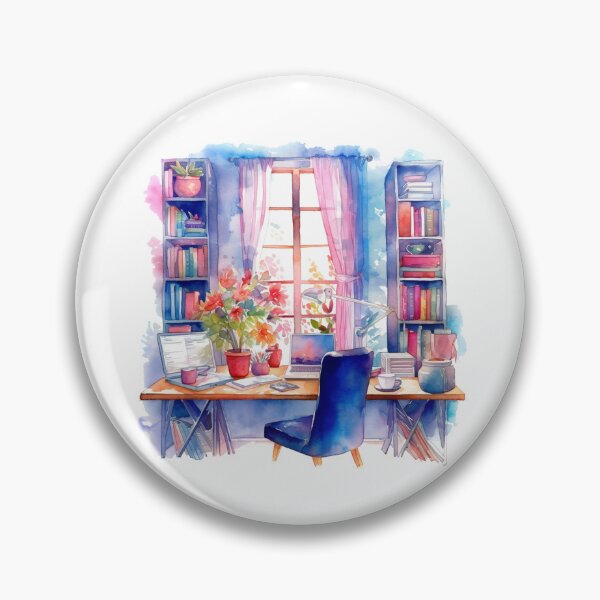 Item preview, Watercolor Cozy Home Office designed and sold by DreamiDreams.