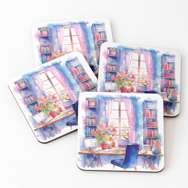 Item preview, Watercolor Cozy Home Office designed and sold by DreamiDreams.