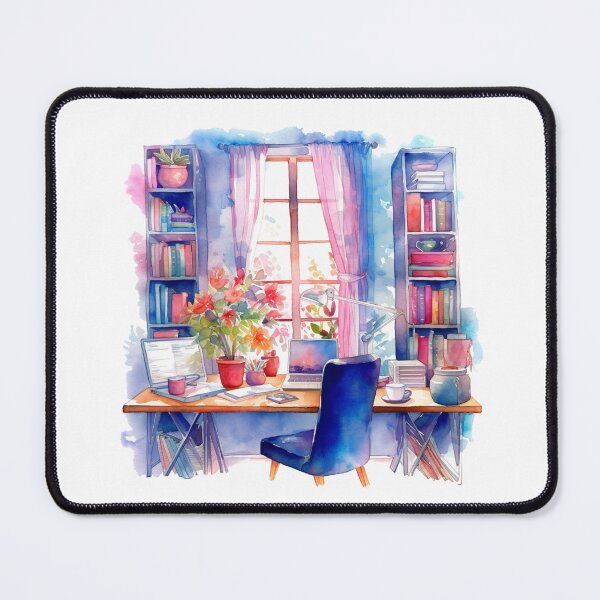 Item preview, Watercolor Cozy Home Office designed and sold by DreamiDreams.